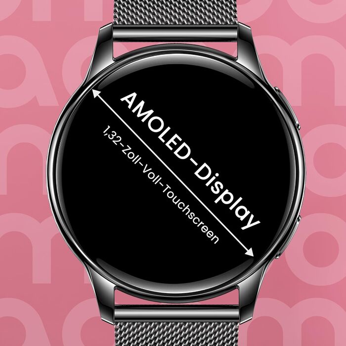 Розумний годинник maoo Ventura для жінок із функцією дзвінків, 1,32-дюймовий AMOLED-дисплей, монітор серцевого ритму, SpO, монітор артеріального тиску, понад 100 спортивних режимів, водонепроникність IP67, 5 браслетів у комплекті (чорний)