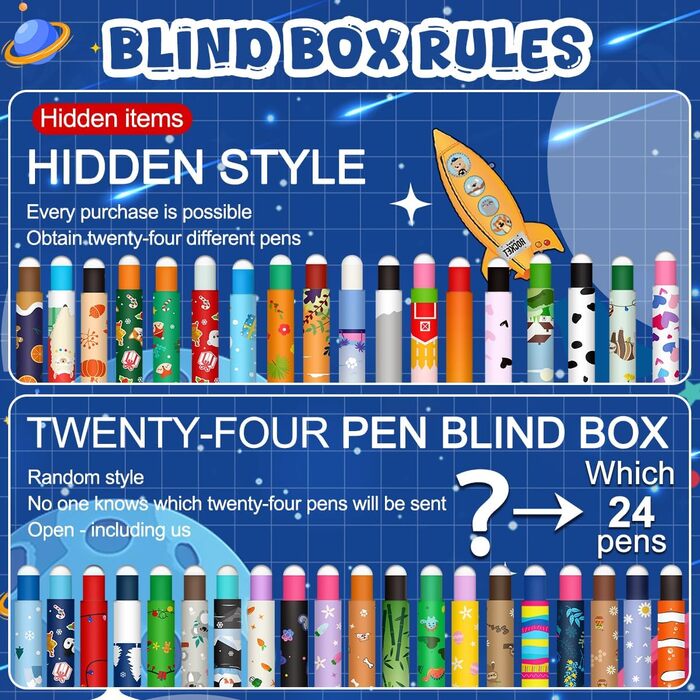 Набір гелевих ручок, що стираються - різдвяні гелеві ручки для ручок, що стираються, з термочутливим чорнилом, що стирається, різні кольори чорнила, 0,7 мм (24 ручки, що стираються, у сліпому полі)