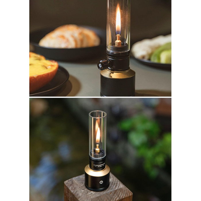 Газовий ліхтар для кемпінгу CAMPINGMOON з газовою свічкою та порожнім баком чорного кольору BKT-1D15