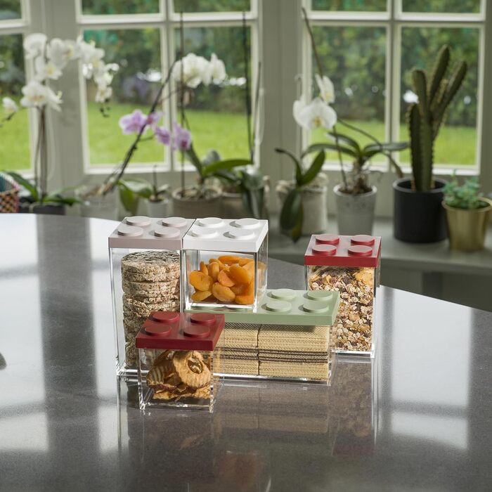 Контейнер для продуктів Brickstore, 500 мл, колір шавлії, з кришкою, що штабелюється, та високоякісним прозорим корпусом