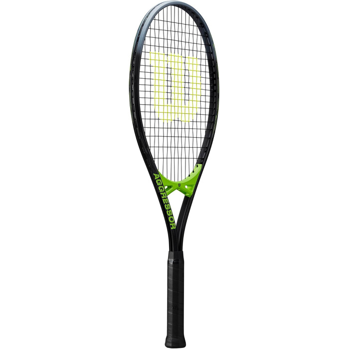 Тенісна ракетка Wilson Aggressor TNS RKT – чорно-зелена, 312 г, 4 3/8" (3), для потужної агресивної гри