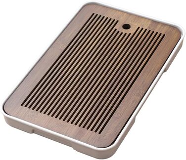 Чайний набір Кунг-Фу з підносом, 36 x 24 см, з ПВХ гладкі краї, швидкий дренаж, розбірна конструкція для легкого очищення