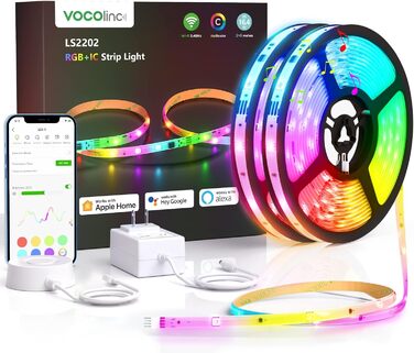 Світлодіодні стрічки VOCOlinc Smart RGBIC 5m Pro, світлодіодна стрічка працює з Apple HomeKit, Alexa та Google Assistant, стрічка з покриттям своїми руками синхронізується з музикою, підходить для домашньої спальні (LS3-10M)