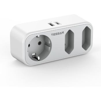 Подвійна вилка з USB C, адаптер розетки 5 в 1, багатофункціональна вилка з 1 USB C і 1 USB A, розподільник розеток 3600 Вт з USB C