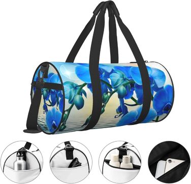 Спортивна сумка для подорожей з елегантним орхідейним принтом, чорна, універсальний розмір