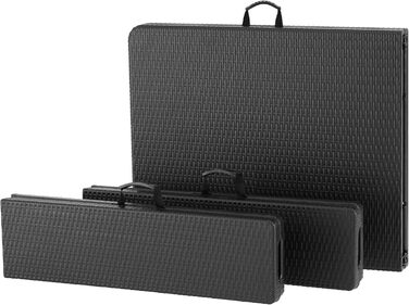 Комплект садових меблів tectake з 3 предметів, складаний кемпінговий стіл з 2 пивними лавками, балконні меблі, комплект садових або патіо столів, комплект пивного намету, з ручками для перенесення, довжина 180 см (чорний) Чорний (імітація ротанга)