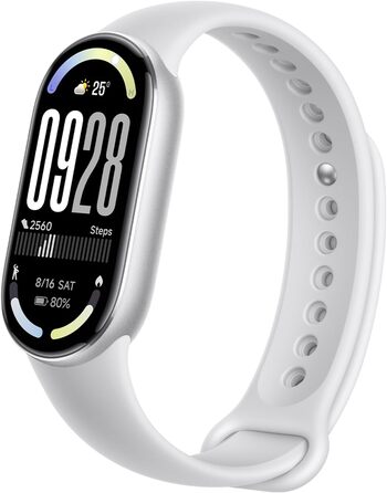 Фітнес-трекер Xiaomi Smart Band 10, смарт-годинник, 1,72-дюймовий AMOLED-дисплей, 21-денний час роботи батареї, водонепроникність 5 атм, відстеження серцевого ритму та сну, понад 150 спортивних режимів, швидке зняття, сріблястий, сучасний