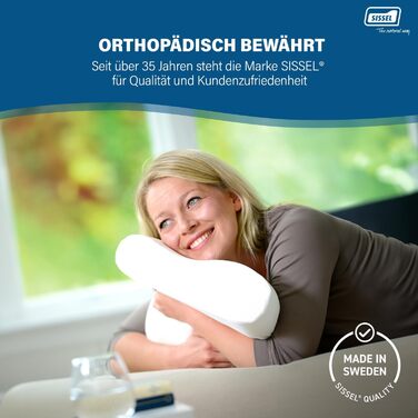 Подушка SISSEL Soft Curve Ніжна підтримка та комфорт В&39язкопружна піна Велюровий чохол, можна прати в пральній машині Полегшення для шиї та хребта, 63 x 31 x 8 см, білий