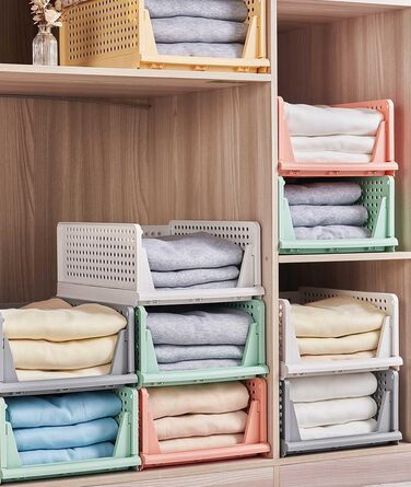 Елементний штабельований складний гардероб для зберігання ящиків шафа-органайзер ящик пластикові ящики для зберігання для дому спальня кухня 4 кольори та білий, 8-