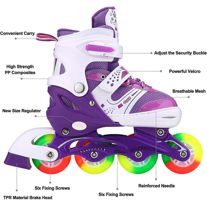 Роликові ковзани для дітей Регульовані роликові ковзани з підсвічуванням колеса Роликові ковзани Відкрите взуття з колесами для ді