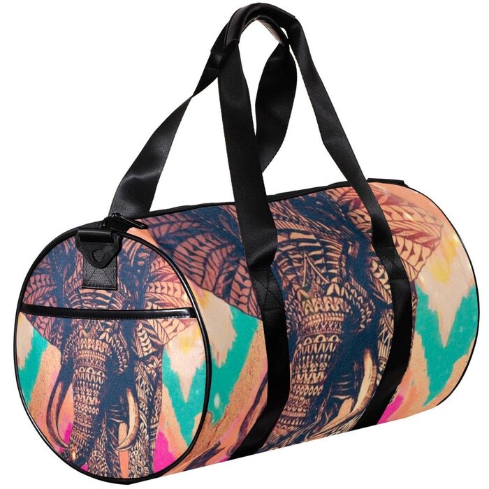 Спортивна сумка, маленька дорожня сумка, сумка для йоги, барвисті смугасті слони, сумка для фітнесу на відкритому повітрі, ручна поклажа
