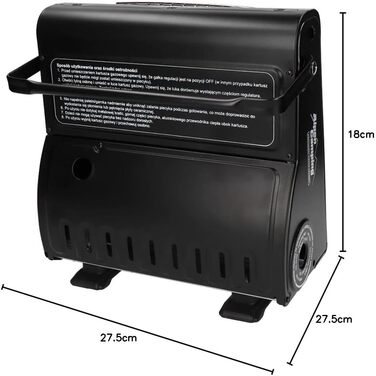Портативний газовий обігрівач Alpen Camping IK1100, витрата газу 124 г/год, п&39єзорозпал (газова духовка 12 картриджів по 400 мл)