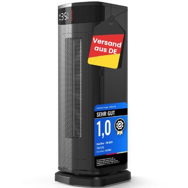 Енергозберігаючий вентилятор-обігрівач ПЕРЕМОЖЕЦЬ ТЕСТУ, 2000 Вт ECO вентилятор-обігрівач, малий, коливання 90, тихий вентилятор-обігрівач з 24-годинним таймером, захистом від перекидання та перегріву, чорний