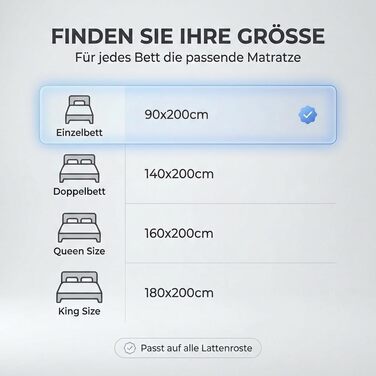 Матрац KNERST Duoflex 90 x 200 см - 2 рівні жорсткості м&39який та жорсткий - гелева піна з ефектом пам&39яті та 7-зонна комфортна піна - висота 21 см - ортопедичний матрац для всіх положень сну - матрац