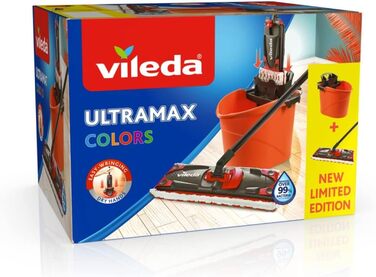 Комплект Vileda Ultramax 2в1 для миття підлоги швабра з ручкою, чохол з мікрофібри та відро з потужним пресом в наборі Coralultramax