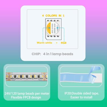 Світлодіодна стрічка RGBW 4 в 1 світлодіодна стрічка 5050SMD RGBWW RGBтеплий білий, 300 світлодіодів Світлодіодна стрічка Стрічка Стрічка Освітлення Декоративні світильники, 60 світлодіодів/м світлодіодні стрічки (24 В 120 світлодіодів / м, Rgb теплий біл