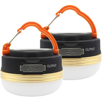 Лампа для кемпінгу Mostop 2 упаковки Лампа для кемпінгу Світлодіодна USB-акумуляторна лампа Водонепроникна 3 режими Power Bank Світильники для наметів для відкритого кемпінгу Піші прогулянки Екстрена ситуація