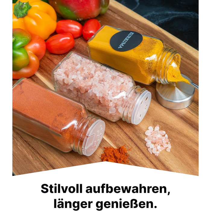 Підставка для спецій Deco haus, настінна та настінна З БАНКАМИ ДЛЯ СПЕЦІЙ ТА ЕТИКЕТКАМИ - Органайзер для спецій - Підставка для спецій, Підвісна система зберігання спецій, Банки для спецій з полицею, Чорний - Набір з 12 предметів