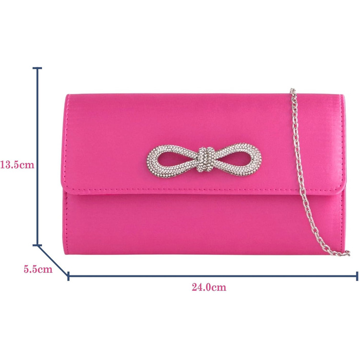 Сумочка з атласним бантом, весільний аксесуар, для випускного, весілля, вечора, вечірки, фуксія