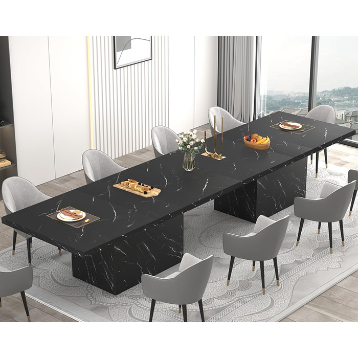 Чорний обідній стіл HSH, сучасний дерев&39яний кухонний стіл, великий стіл для 6-8 осіб, прямокутний дерев&39яний обідній стіл для дому, офісу, вітальні, чорний 180 см 180 x 80 x 76 см чорний