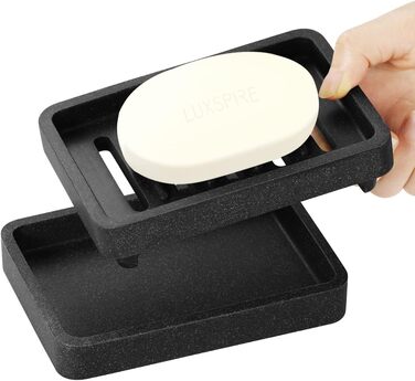 Двошарова знімна мильниця Luxspire, елегантна мильниця з текстурою гравію зі смоли, тримач мила, що швидко сохне, мильниця для кух