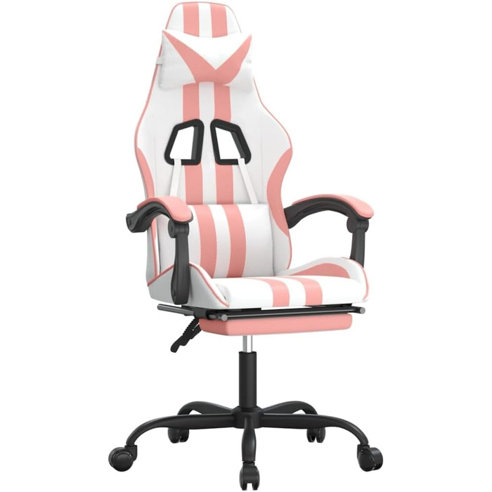 Ігрове крісло Owox, біле/рожеве, штучна шкіра, 57,5 x 59,5 x 121-131 см, регульована висота, функція нахилу, ергономічне 57,5 x 59,5 x (121-131) см (Ш x Г x В), рожеве