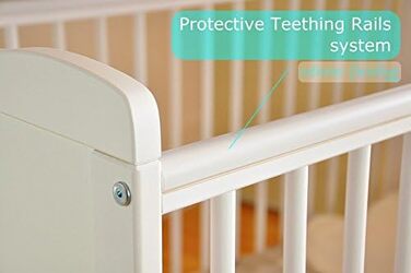 Дитяче ліжечко Marsell з висувною шухлядою з кришкою Дитяче ліжечко Ліжечко з матрацом з піни алое вера Зубчасті рейки, що регулюю