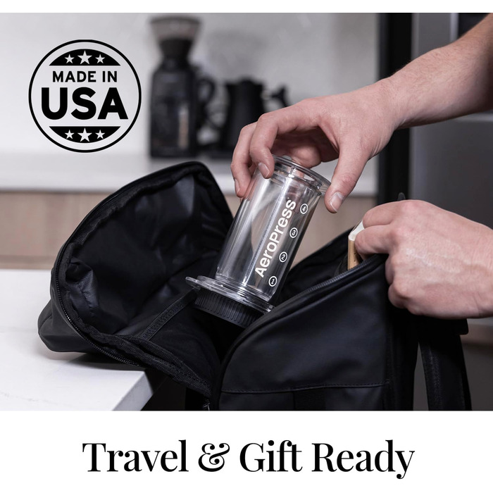 Аеропрес Clear Coffee Press - Спосіб заварювання 3 в 1 поєднує френч-прес, пуровер, еспресо - Повнотіла кава без зерна та гіркоти - Невелика портативна кавоварка для кемпінгу та подорожей