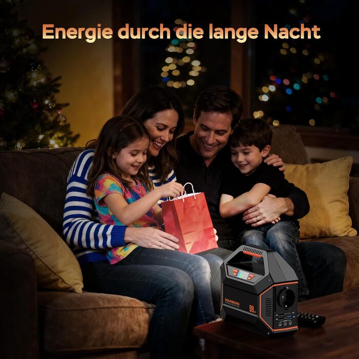 Портативний генератор живлення MARBERO 99 Втгод 27 000 мАг, зовнішній акумулятор з розеткою змінного струму максимальної потужності 150 Вт, аварійним світлодіодним ліхтарем з функцією SOS для кемпінгу, надзвичайних ситуацій, дому, подорожей та роботи M365