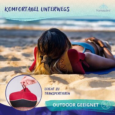 Подушка у формі кістки Ø 15x32 см зі 100 натуральним наповнювачем з капоку (червона/чорна)