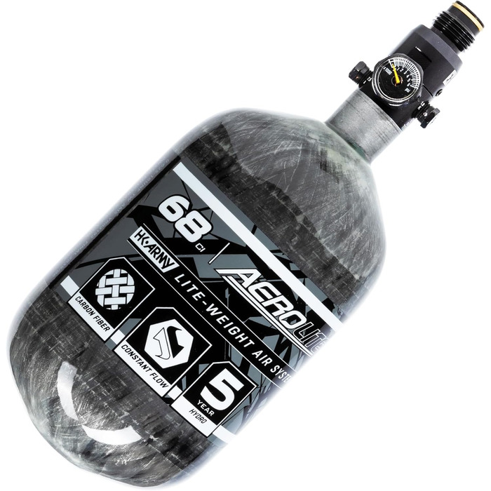 Система пейнтбольного балона HK Army AeroLite 68/4500 HPA – вуглеволокно, прозорий, 800 psi, авіаційний алюміній, 5-річний гідроцикл