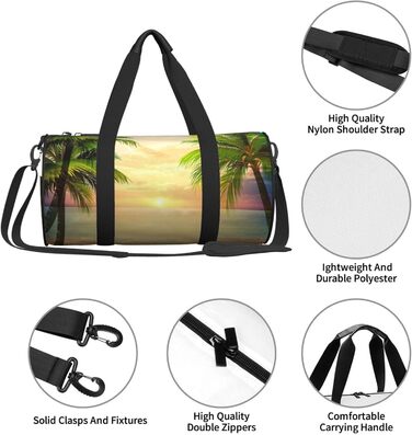 Спортивна сумка, дорожня сумка, пляжна сумка, принт Захід сонця, сумка на нічліг, чорна, універсальний розмір, сумка для подорожей