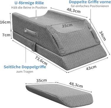 Подушка для ніг KingPavonini для підняття висоти від післяопераційних набряків, подушка для ніг з піни з ефектом пам&39яті для кровообігу, ішіасу, болю в спині, коліні, стегні, щиколотці