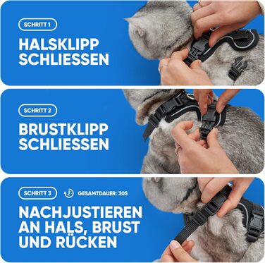 Шлейка для котів Blue Pawz з повідком - 170 см Шлейка для котів, захищена від втечі та високоякісна Повідець зі шлейкою для котів Шлейка для котів для незабутніх моментів (XS), чорна