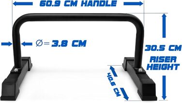 Ручки для віджимань Yes4All, Паралети з дерева/сталею, Великий гриф для віджимань та бруси, Нековзні віджимання, Обладнання для калістеніки для використання в приміщенні та на вулиці, Фітнес, Силові тренування, Тренування з власною вагою, Чорний