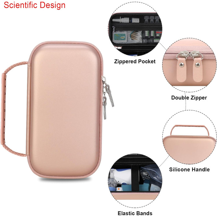 Чохол для портативного ручного інгалятора-небулайзера для дорослих і дітей, дорожній чохол для розпірки астматичного інгалятора, тримач для ручного інгалятора-небулайзера, рожеве золото