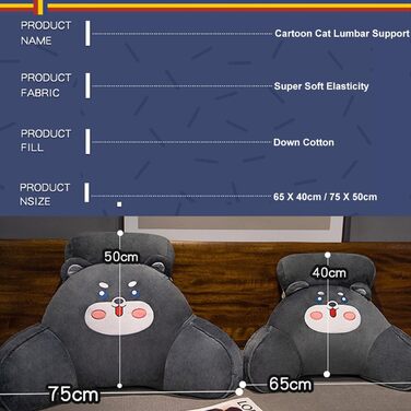 М&39яка подушка для читання, м&39яка подушка з підлокітниками для дорослих та дітей, спинка дивана, крісла, сидіння, гри перед телевізором, клиноподібна подушка з валиком для шиї (розмір 7550 см, колір чорний) 7550 см чорний