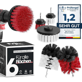 Щітка для акумуляторної дрилі м'які та жорсткі щітки Миттєво очищає автомобіль, оббивку, колісні диски, ванну кімнату - щітка для