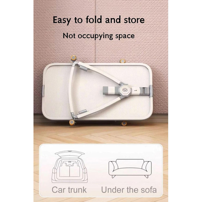 Дитяче ліжечко/дорожнє ліжечко GLOKID 3-в-1, дитячі ліжечка, з колесами, шестирівневе регулювання висоти, колиска, регулювання висоти та нахилу матраца (золотисто-сірий)