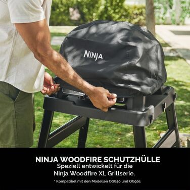 Електричний гриль Ninja Woodfire Pro XL, багатофункціональний вуличний гриль 4-в-1 та захисний чохол Woodfire XL, офіційний аксесуар