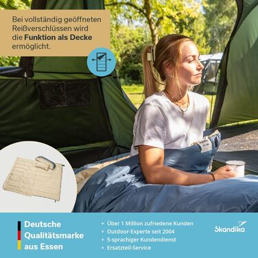 Спальний мішок Skandika Oppdal Спальний мішок-ковдра для дорослих, 3 сезони, компактний, легкий, прямокутний До 7C, 230 90 см Для активного відпочинку на природі, кемпінгу, походів, синього кольору 190 x 90 см