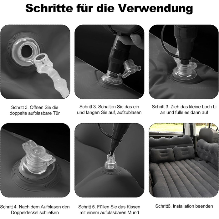 Надувний матрац Ergocar для автомобіля, кемпінгу, надувний матрац для 2 осіб з подушкою, надувний матрац для позашляховиків, мінівенів, диванів, надувних ліжок для гостей на відкритому повітрі, піщаний пляж, M-темно-зелений