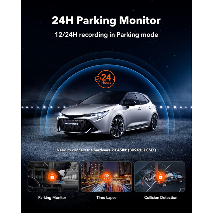 Камера заднього огляду WOLFBOX G930 4K, передня та задня камера реєстратора для автомобіля з 64 ГБ, сенсорна камера заднього виду дзеркала заднього виду, монітор паркування