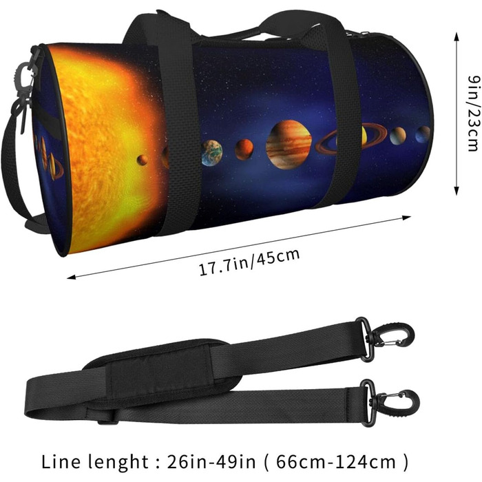 Сумка-мішок для подорожей та спорту Сонячна система велика дорожня сумка для чоловіків та жінок, ідеальна для тренувань, вихідних та коротких поїздок.