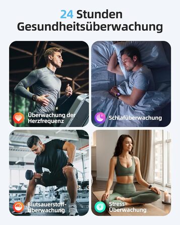 Розумний годинник Parsonver для жінок та чоловіків, водонепроникний плавальний годинник 5ATM, 1,8-дюймовий HD-екран для фітнесу з понад 100 спортивними режимами, відстеженням серцевого ритму та сну, розумний годинник для Android та iOS, чорний