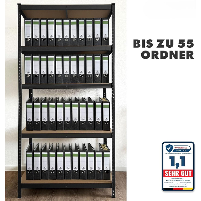 Міцний стелаж etm, упаковка з 2 шт., 200 x 100 x 50 см, чорний Безболтовий стелаж, стелаж для зберігання, окремостоячий стелаж, система складання без інструментів (Lakota, чорний) Чорний 200 x 100 x 50 см