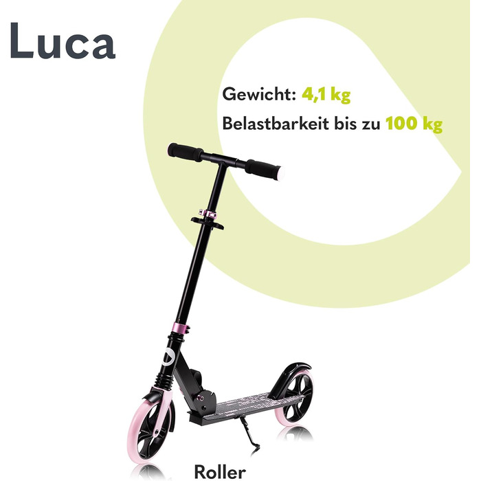 Самокат LIONELO Luca для дітей та дорослих, складаний, до 100 кг, Standard Rosa