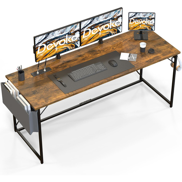 Стіл Devoko, комп'ютерний стіл, офісний стіл з сумкою для зберігання, стійкий стіл для ПК, кабінет для домашнього офісу, спальня,