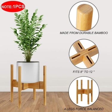 Підставка для квітів, підставка для бамбукових рослин, регульована полиця для квітів, підставка для квіткових горщиків, підставка для горщиків для використання в приміщенні та на вулиці, підходить для квіткових горщиків діаметром 8-12 дюймів ()