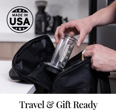 Аеропрес Clear Coffee Press - Спосіб заварювання 3 в 1 поєднує френч-прес, пуровер, еспресо - Повнотіла кава без зерна та гіркоти - Невелика портативна кавоварка для кемпінгу та подорожей